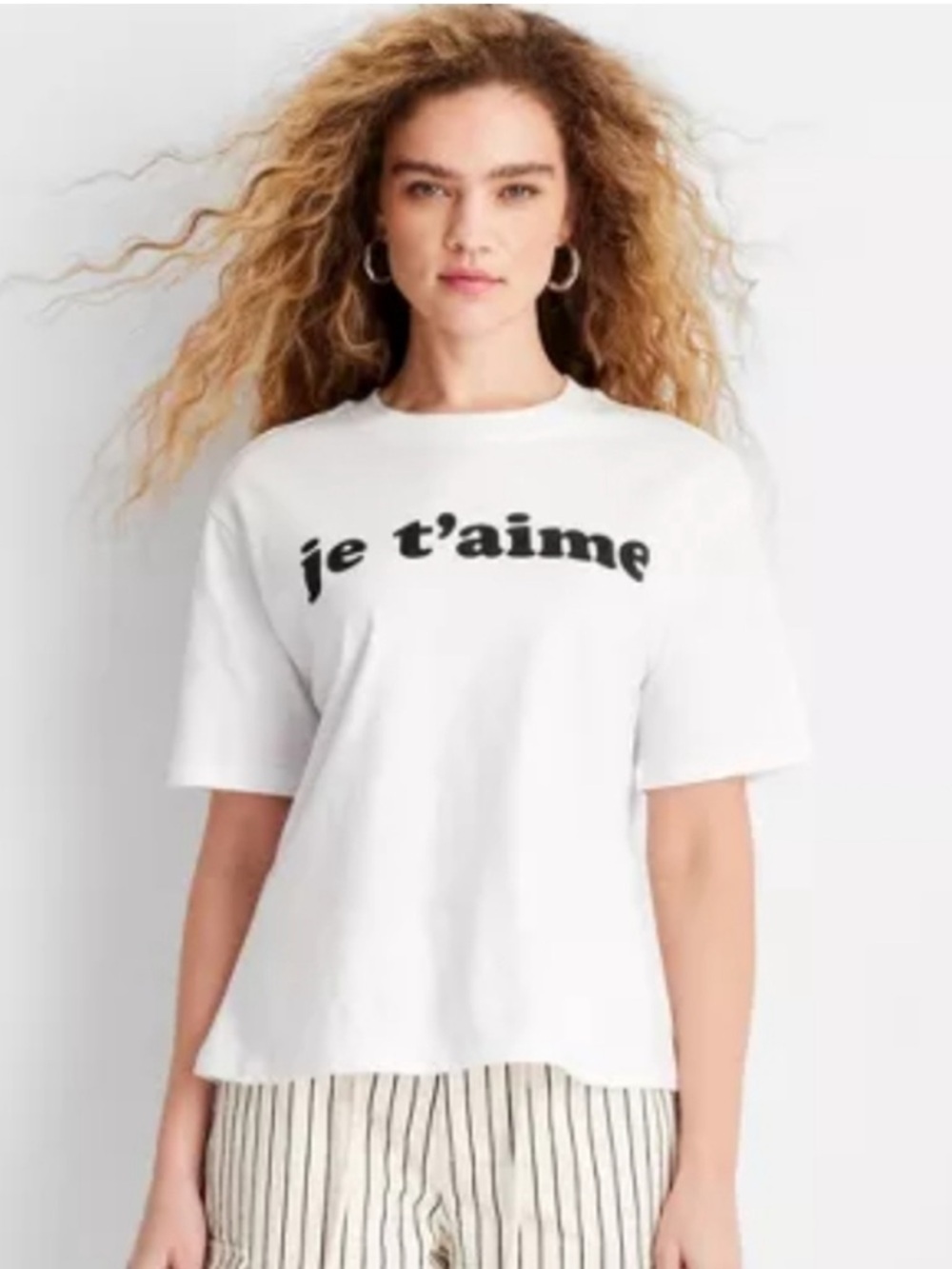 Future Collective Short Sleeve Graphic T Shirt Je T’aime- White - M